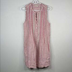 Faherty Isha Striped Linen Dress Granita Stripe Size XS
